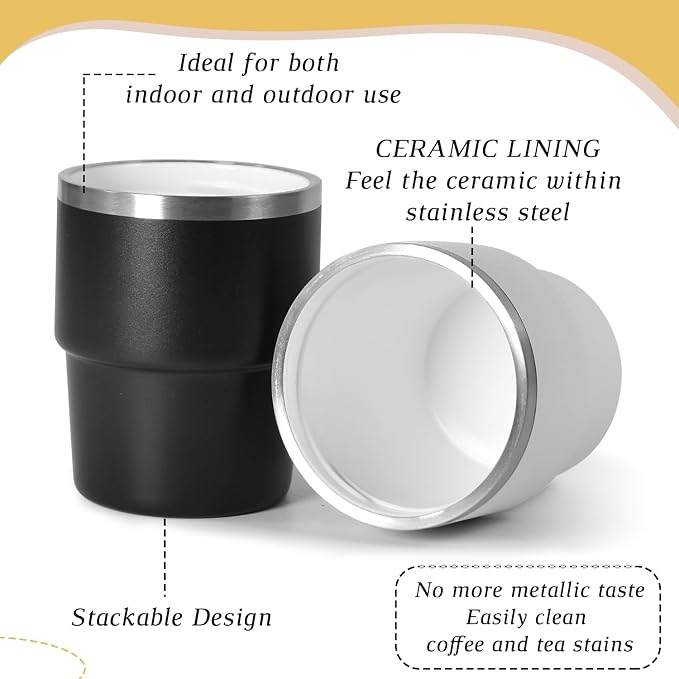 CHLJAR 6 oz Espresso Cup, Ceramic-Lined 18/8 Stainless Steel Coffee Cup - Image 4