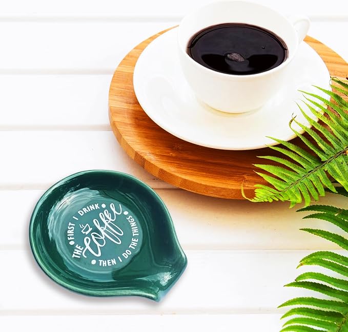 Funny Coffee Quote First I Drink The Coffee Then I Do The Things Ceramic Spoon - Image 4