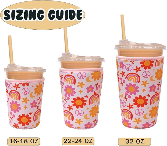 Reusable Insulated Neoprene Iced Coffee Cup Sleeve, Durable Drink Sleeve - Image 5