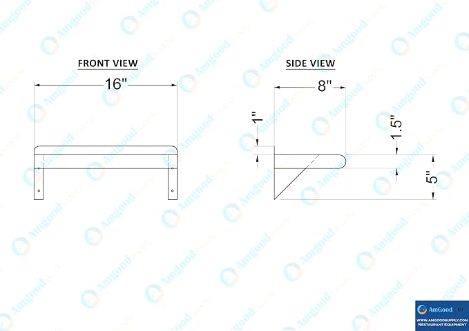 AmGood 16" Long X 8" Deep Stainless Steel Wall Shelf | NSF Certified | - Image 5
