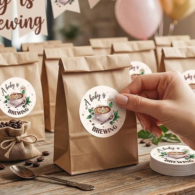 60 Pcs A Baby is Brewing Baby Shower Stickers - Image 5