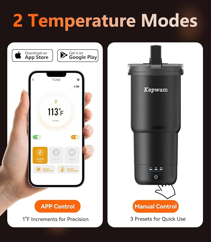 Kepwam Heated Coffee Mug Rechargeable T3, 20oz Self-Heating Travel Mug - Image 3