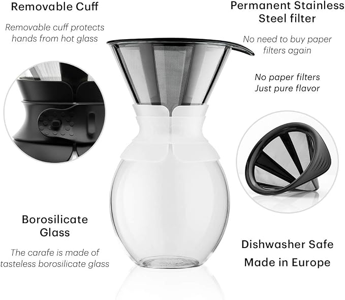 Bodum 51oz Pour Over Coffee Maker, High-Heat Borosilicate Glass - Image 4