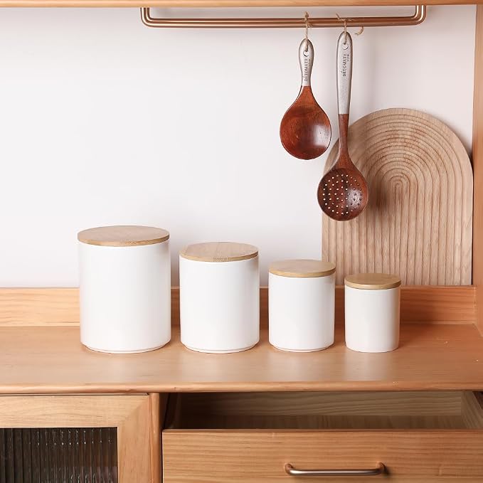Sweejar Kitchen Canisters Ceramic Food Storage Jar Set, Stackable Containers - Image 6