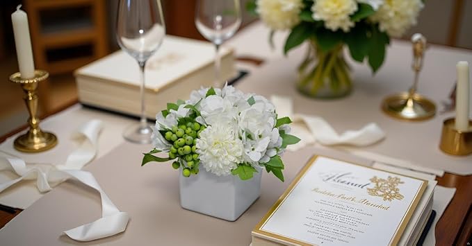 LADADA Flower in Ceramic vase, Artificial Hydrangea Flower Arrangement and vase - Image 6