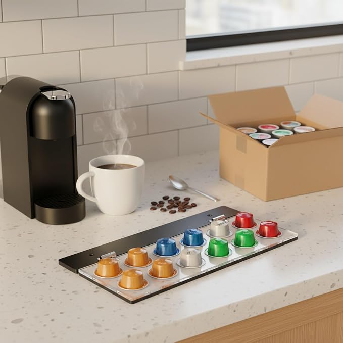Slim Coffee Pod Organizer, Space-Saving Display Rack, 13.1 x 5.1 x 0.4 Inches - Image 2