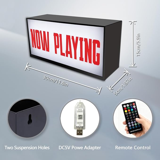 NOW PLAYING Light Box LED Neon Sign USB Powered Multiple Lighting Modes YouTube - Image 3