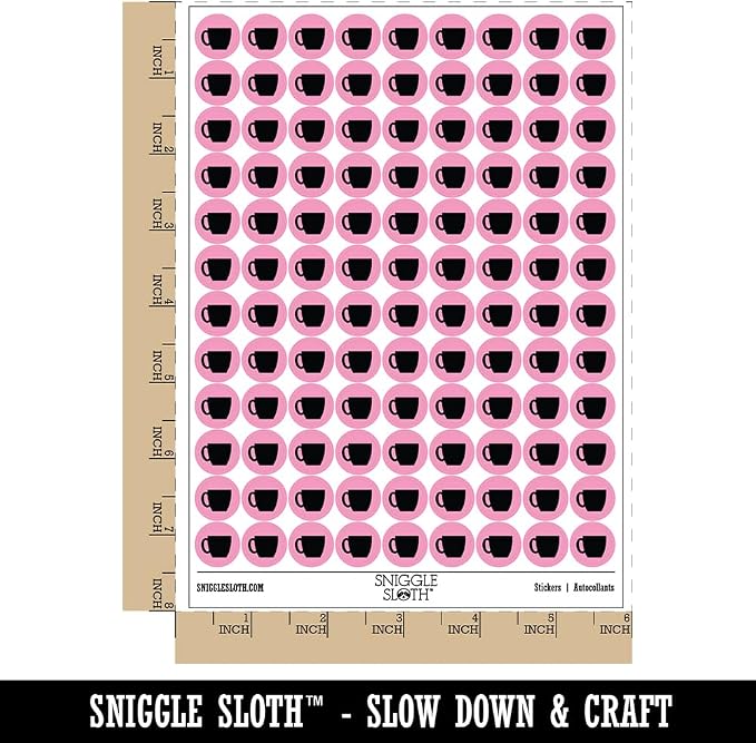 Coffee Mug Cup Solid 200+ Round Stickers - Image 2