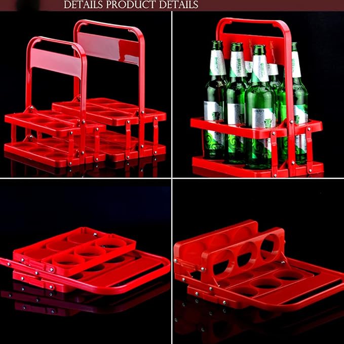 Portable Plastic Drink Carrier, Reusable Red Beer Bottle Coffee Cup Holder - Image 6