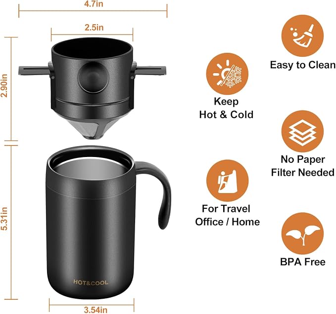 MACIFECI 16oz Camping Coffee Maker Pour Over Coffee Maker Camping Coffee Pot - Image 6