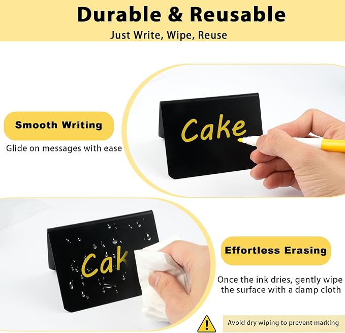 12 Pcs Mini Chalkboard Signs, Small Table Place Cards, Durable Chalk Board Signs - Image 3