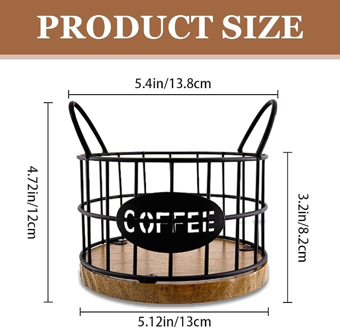 2 Pack Coffee Pods Holder for Countertop, Coffee Pods Storage Black Wire Basket - Image 2