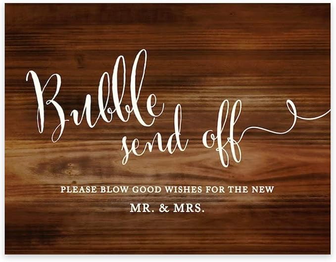 Andaz Press Wedding Party Signs, Rustic Wood Print, 8.5x11 inch, Bubble Send by AndazPress
