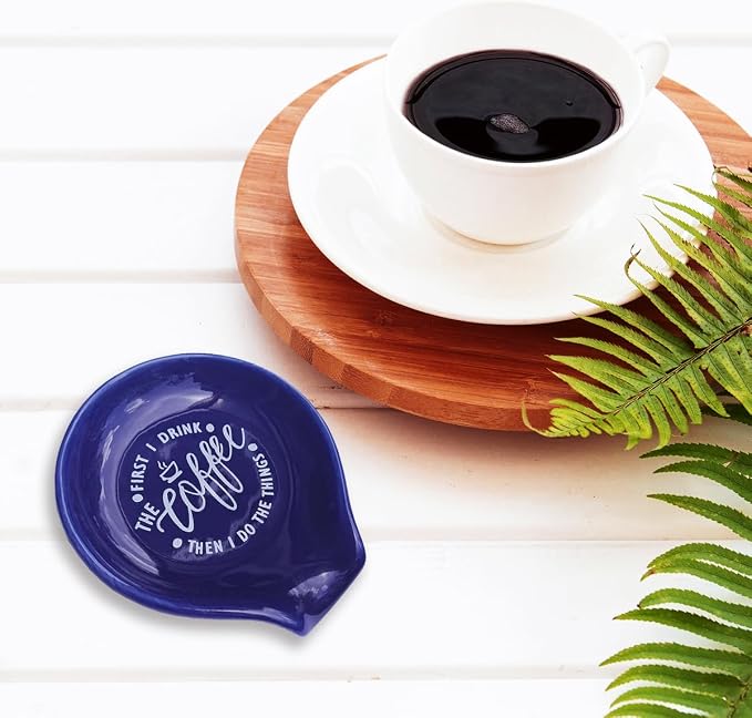 Funny Coffee Quote First I Drink The Coffee Then I Do The Things Ceramic Spoon - Image 5