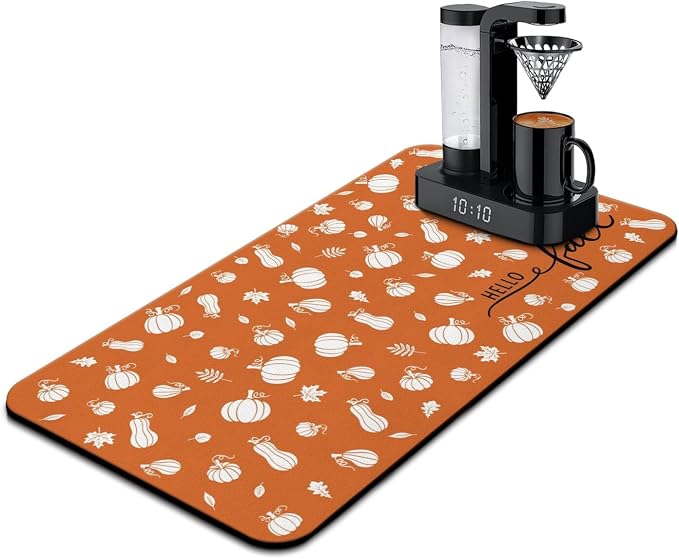 Fun Coffee Mat 31inx17in, Coffee Bar Mat by Kuyig+Home