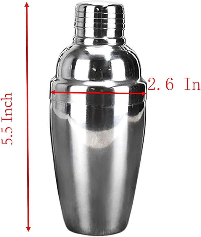 Small Size 8.4 Oz Cocktail Shaker, 5.5 In x 2.5 In Stainless Steel Drink Shaker - Image 2