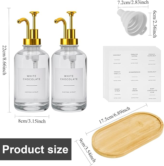 2 Pack 16oz Glass Coffee Syrup Dispenser - Image 3
