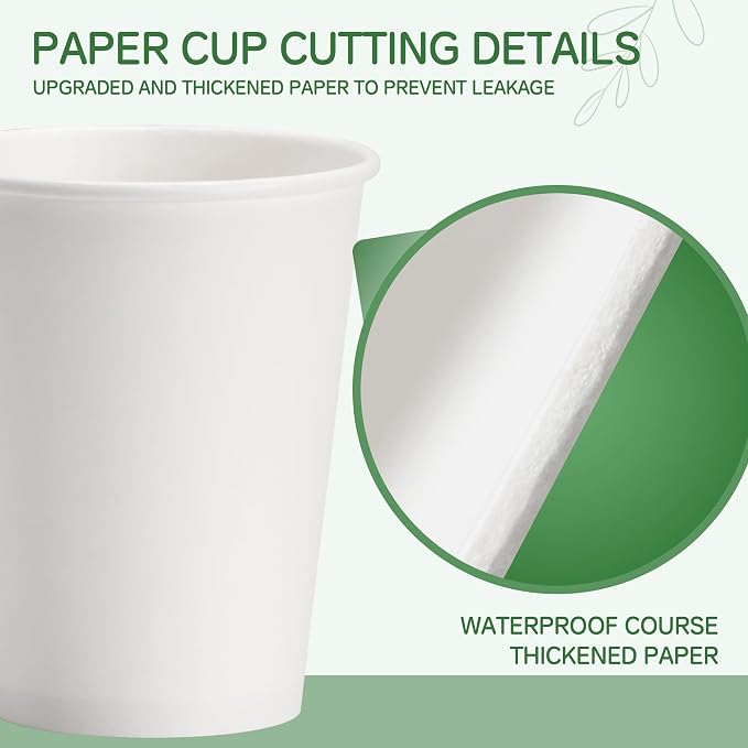 12 oz Coffee Cups with Lids 100 Pack, Party Supplies, To-Go Paper Cups - Image 3