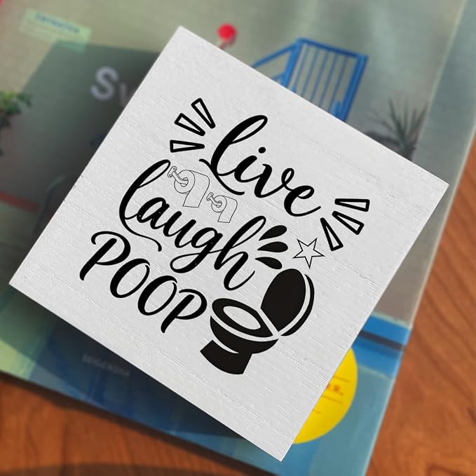 Funny Rustic Bathroom Decor Wooden Box Sign 5x5 Inch - Image 4