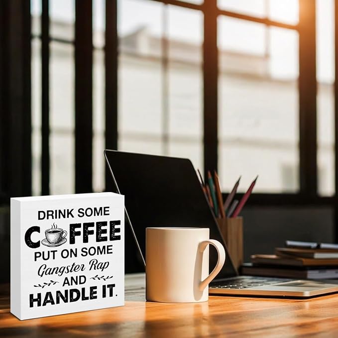Coffee Bar Decor, Funny Coffee Table Decor Wooden Sign, Drink Some Coffee Put - Image 6