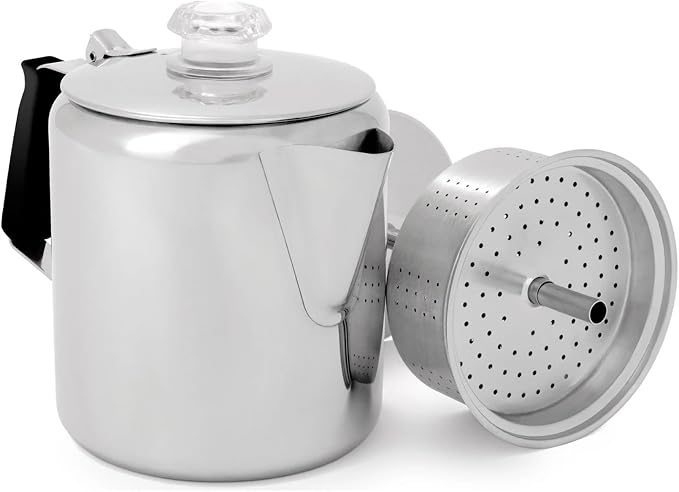 GSI Outdoors Percolator Coffee Pot I Glacier Stainless Steel by GSIOutdoors