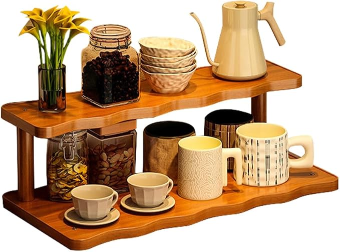Wooden Mug Holder Countertop, Coffee Station Organizer, Counter Shelf by Unknown