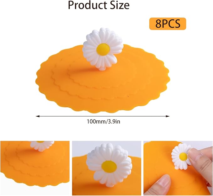 8PCS Silicone Cup Covers, Colorful Anti-Dust Mug Covers, Cute Silicone Lids - Image 2