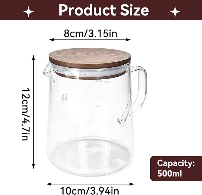 Small Glass Carafe, 16.9oz Glass Coffee Server - Image 3