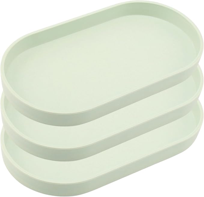 Green Small Oval Tray, 3 Pack, Countertop Organizer | by VCREATC-VCREATEFORCUSTOMER