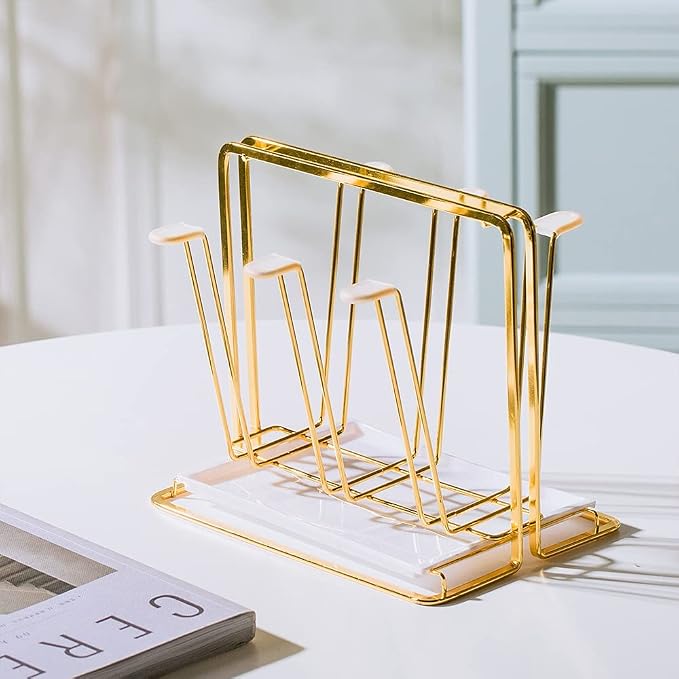 Metal Cup Drying Rack with 6 Hooks | Bottle Drying Rack with Drain Tray - Image 3