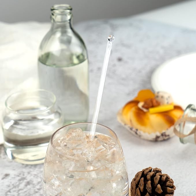 hapray 50-PCS Clear Plastic Swizzle Sticks, Crystal Cake Pops, Cocktail Coffee - Image 3