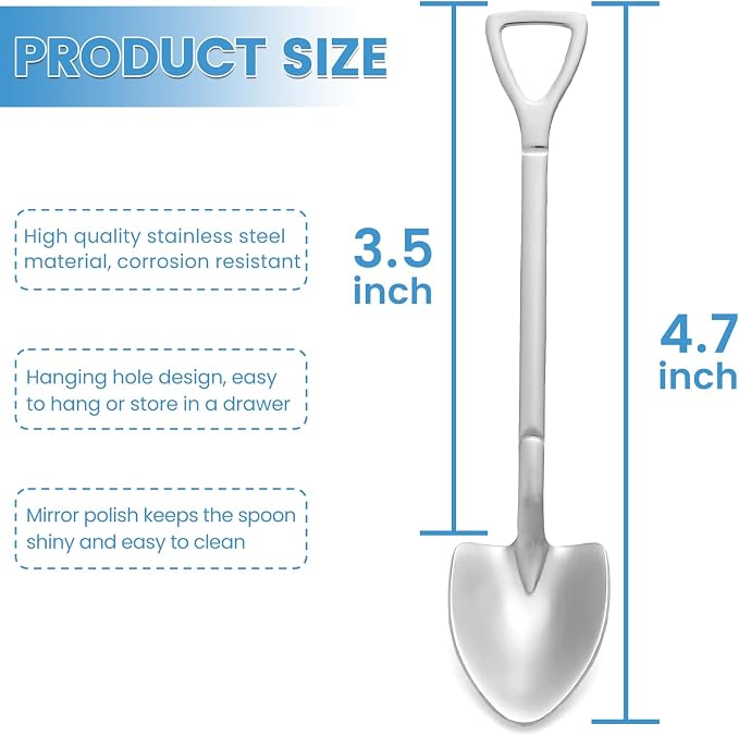 20 Pack Shovel Shape Demitasse Espresso Mini Coffee Spoons, 4.7 Inches - Image 2