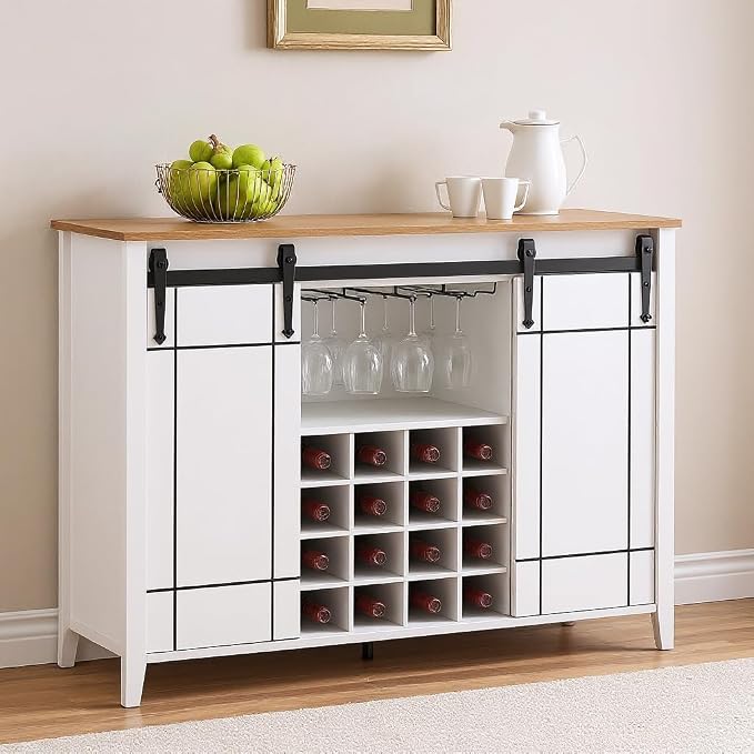 Bar Cabinet, Farmhouse Storage Cabinet Cupboard Table by SLEKVERSA
