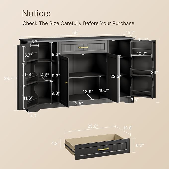 Gizoon 56" Kitchen Coffee Bar Cabinet - Image 2