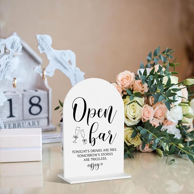 Open Bar Sign Wedding Signage Minimalist Style Bar Sign - Image 4