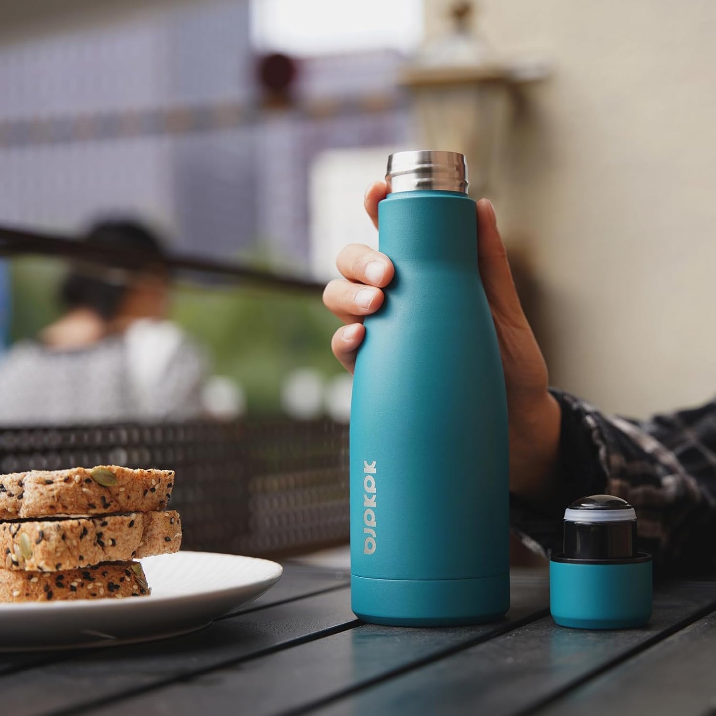 BJPKPK 25oz Insulated Water Bottle Double Wall Vacuum Insulated Stainless Steel Water Bottles for Spots Keep Cold and Hot,Lake Blue