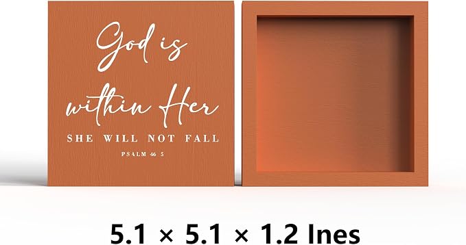 God Is Within Her Bible Verse Artwork Orange Wood Box Sign Rustic Farmhouse - Image 2