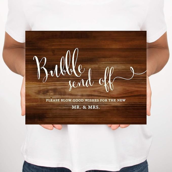 Andaz Press Wedding Party Signs, Rustic Wood Print, 8.5x11 inch, Bubble Send - Image 5