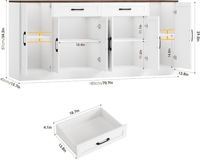 BOTLOG 71” Large Buffet Cabinet - Image 3