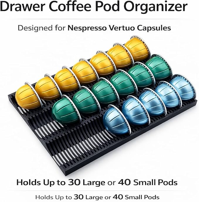 Coffee Pod Drawer Organizer for Vertuo Capsules – Holds 30 Large or 40 Small - Image 6