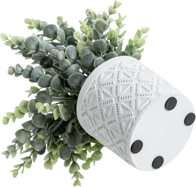 MyGift Artificial Eucalyptus Plant in Modern Gray Concrete Pots - Image 7