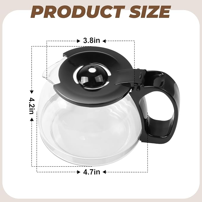 4-Cup Glass Carafe fits for Mr.Coffee, Universal Coffee Pot Machine Glass - Image 7