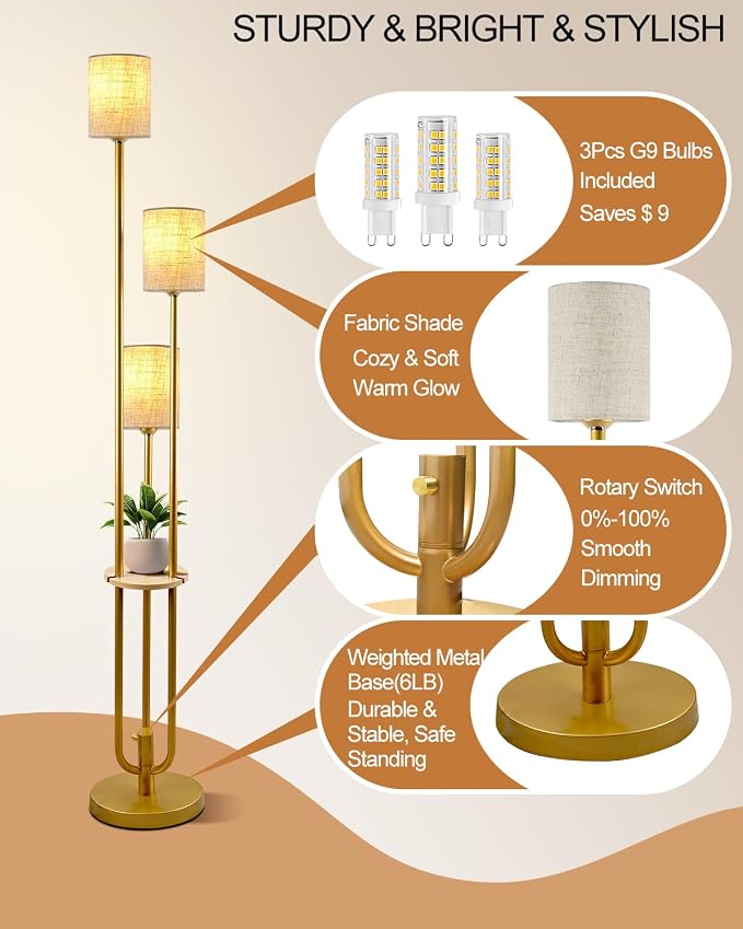 Lightdot Floor Lamp with Table for Living Room Bedroom Dimmable Floor Lamps - Image 5