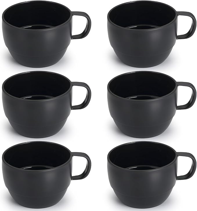 Coffee Mugs Set of 6, Coffee Cups 12oz, Durable Light Weight Plastic Mugs by ReaNea