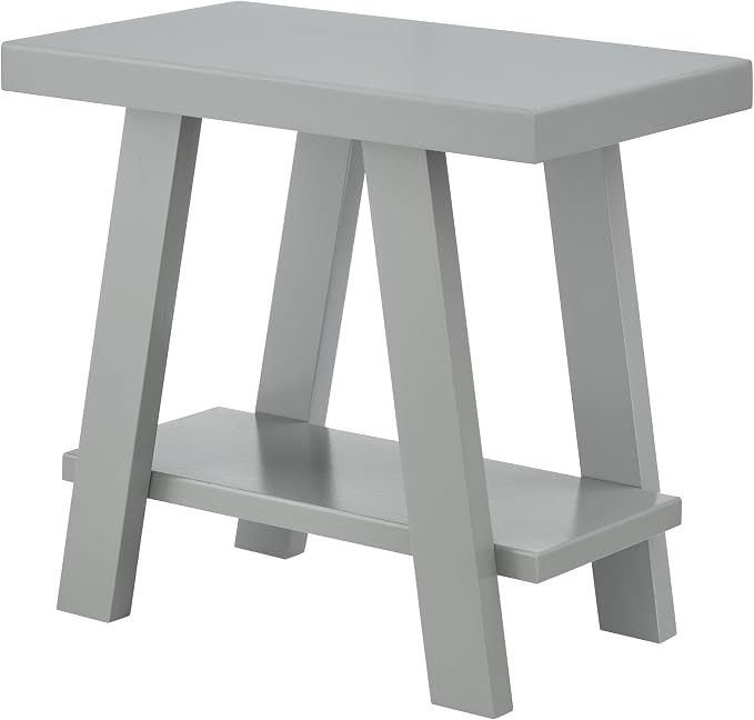 Gray Wood Side Table with Open Storage Shelf, 23.5 Inch Contemporary End Table - Image 3