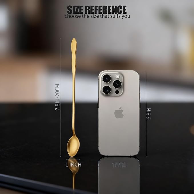 2 PCS Long Coffee Spoons, 7.8 Inch Coffee Stirrers, Ice Tea Spoons, Stainless - Image 7