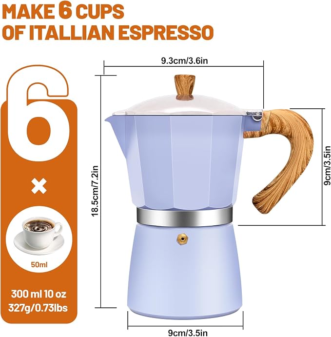 6 Cup Aluminum Espresso Stovetop Moka Pot Express Coffee Maker Percolator - Image 2
