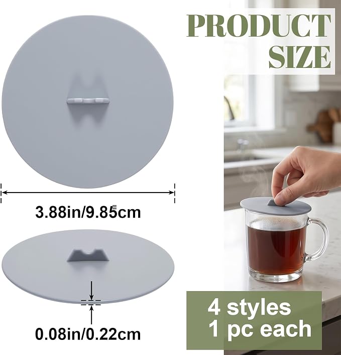 4Pcs Silicone Cup Covers, Reusable Drink Lid - Image 2