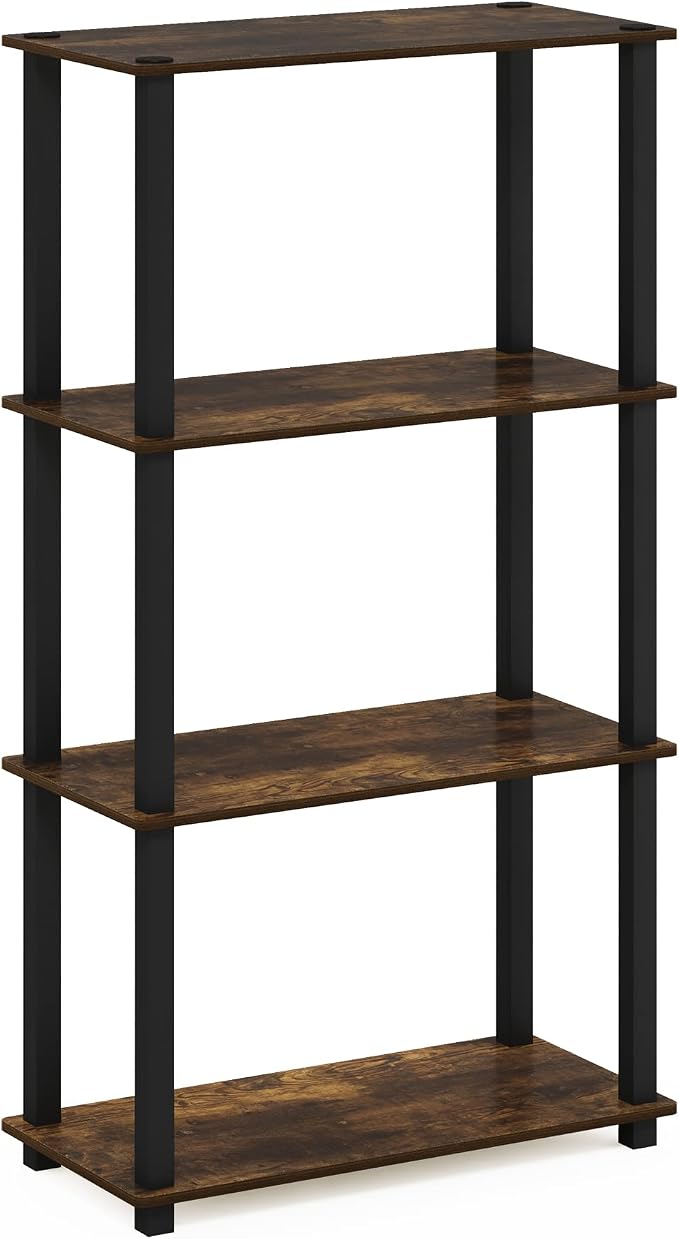 Furinno TURN-S-TUBE Storage Shelves, 4-Tier Book Shelf, Corner Shelf, Toolless - Image 6