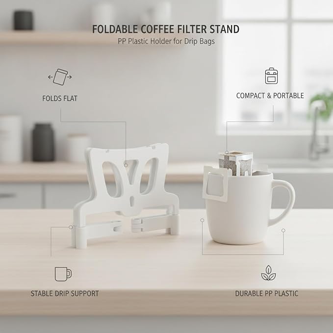 0.98-Inch Foldable Coffee Filter Stand, PP Plastic Holder - Image 4